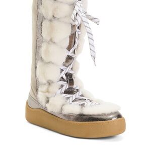 Free People Silver and Cream Winter Boots Size-10 NWT